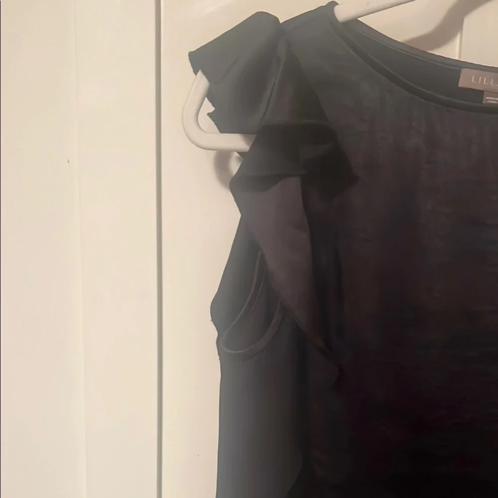 Black Ruffle Sleeve Blouse - Picture 3 of 3